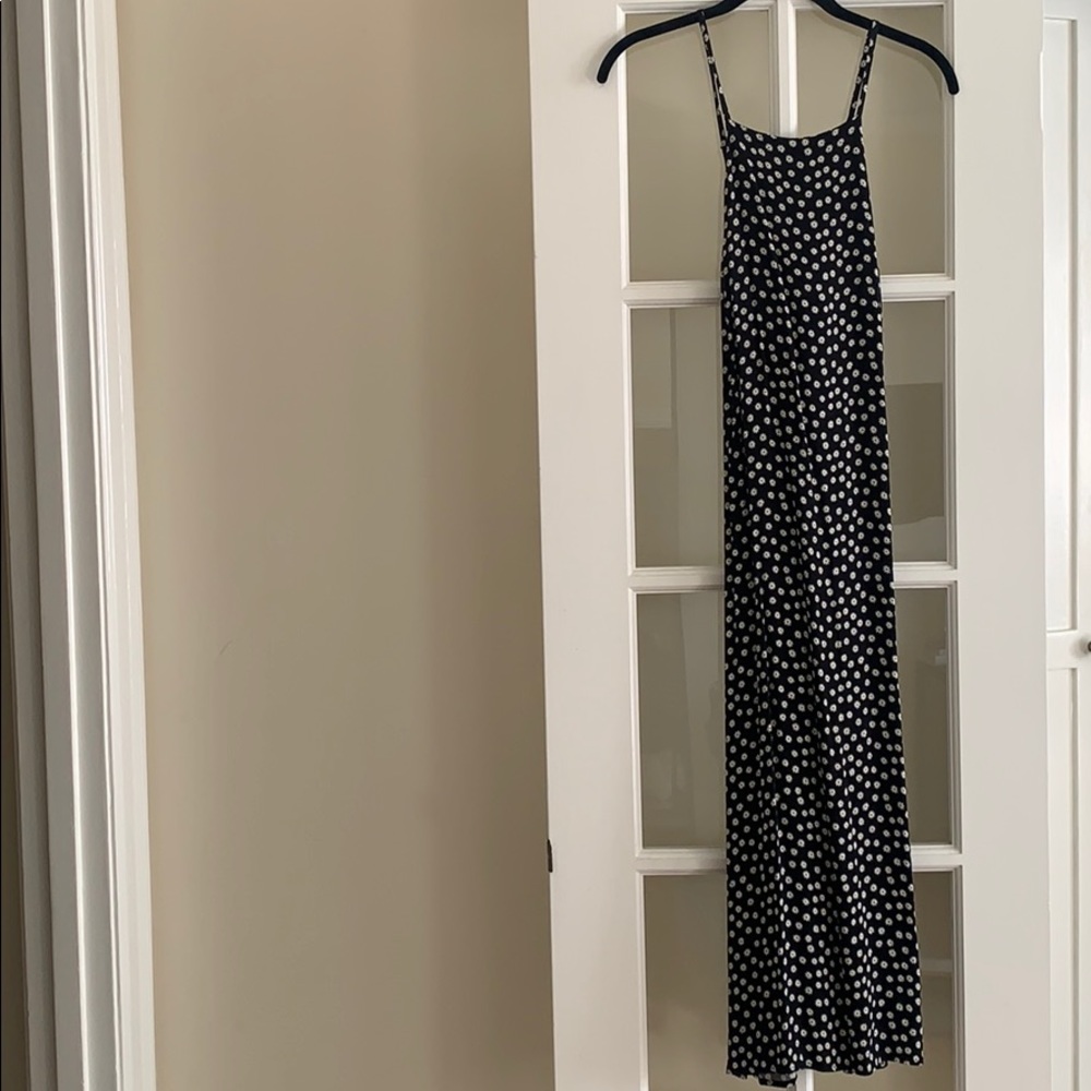 reformation black white flower print midi dress